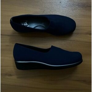 Womens SAS Bliss Blue Casual Slip On Wedge Shoes